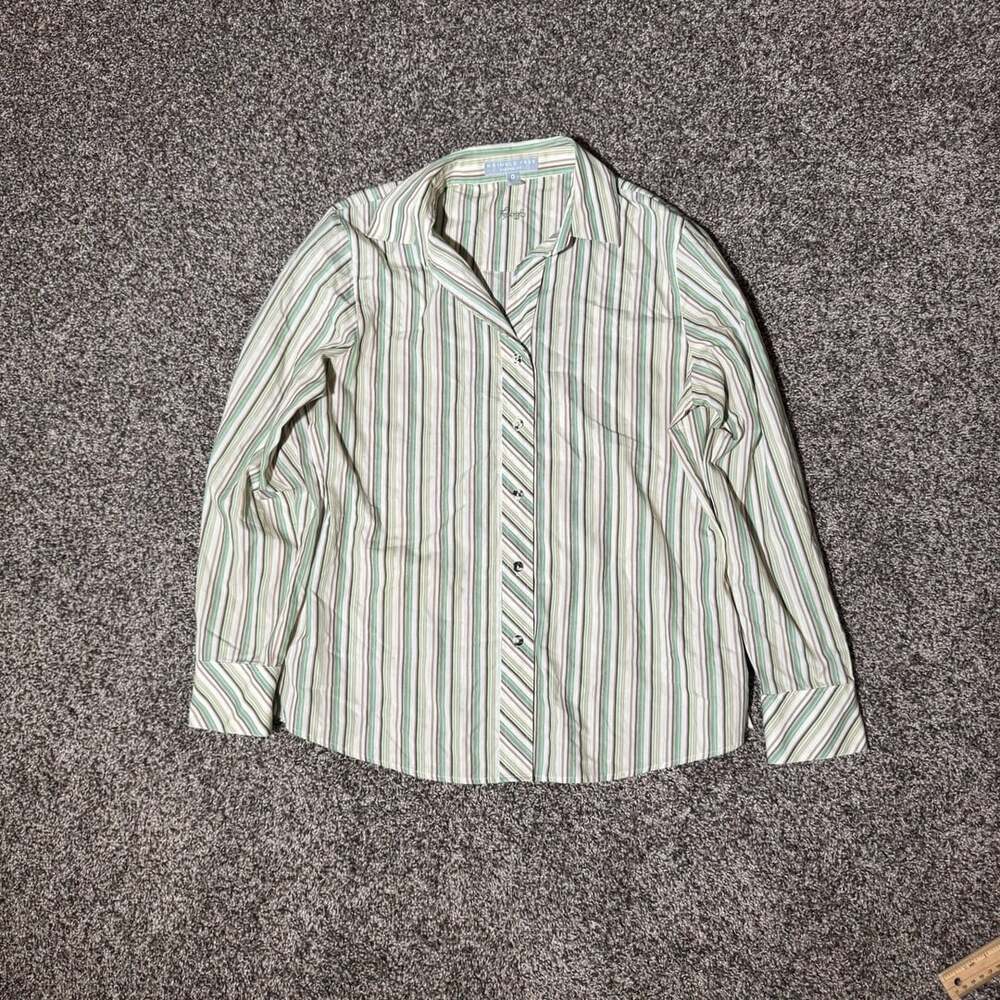 Foxcroft Striped Long Sleeve Button Down Shirt Size 6